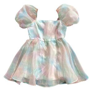 Rainbow Puff Sleeve Organza Dress | Selkie-Inspired